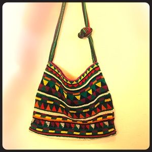 Boho woven shoulder bag